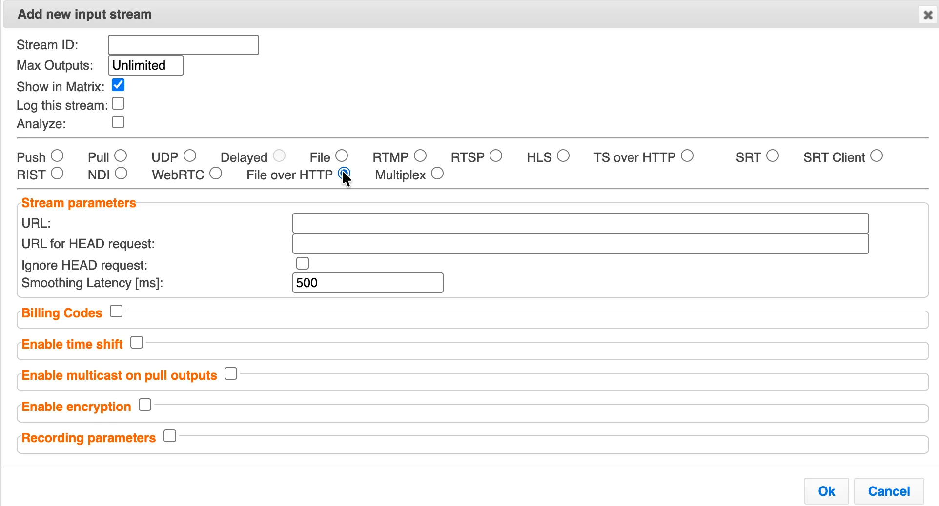 New File over HTTP Input
