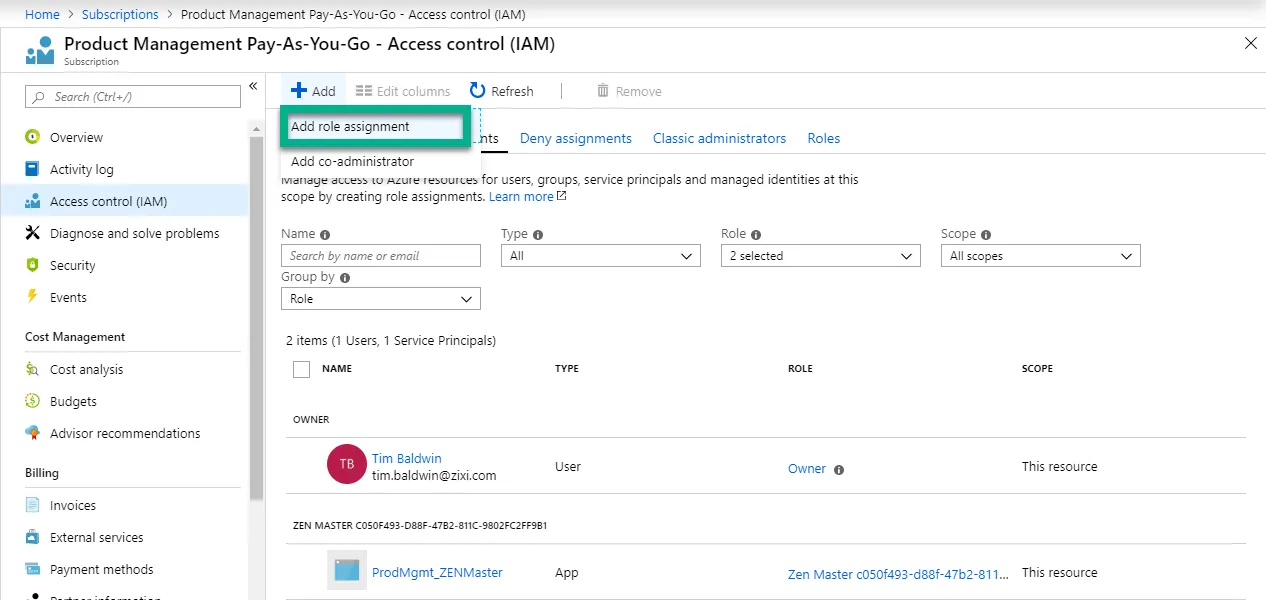 Add role assignment Azure Add role assignment Azure