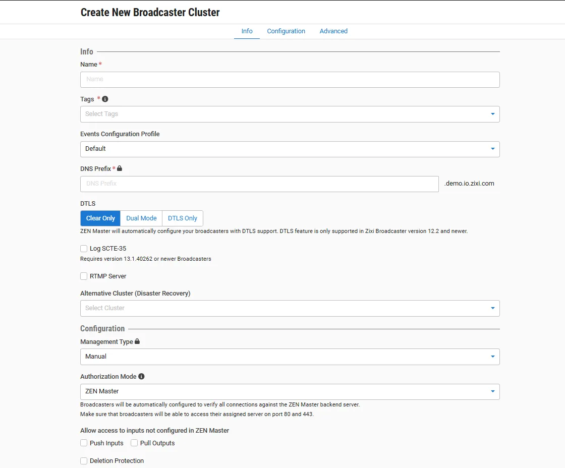 Create new Cluster