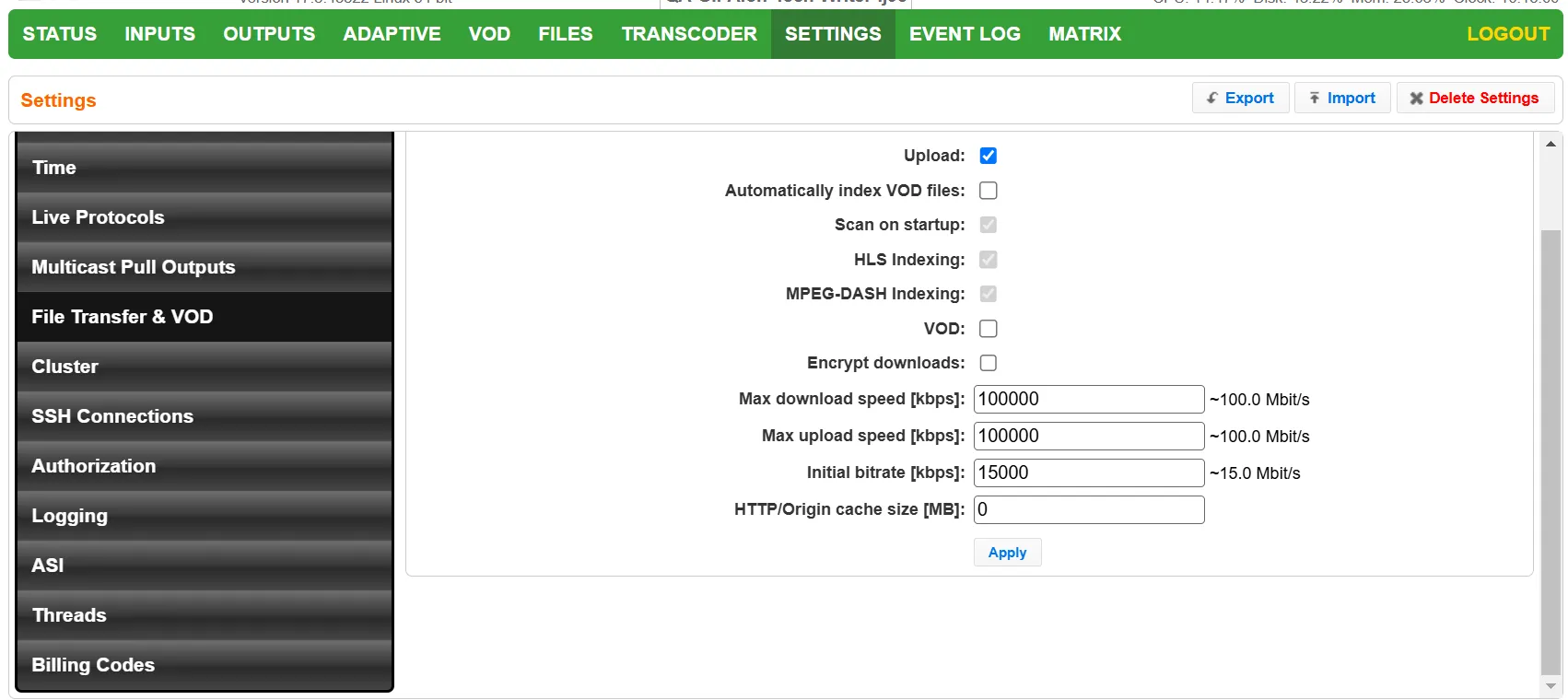 VOD Settings
