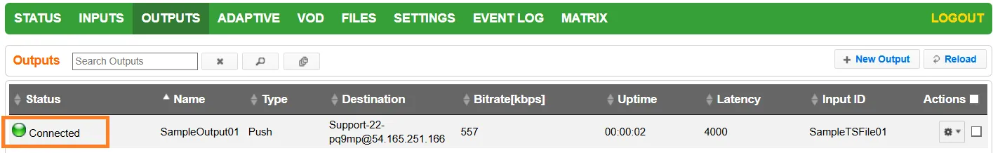 Output Status Output Status