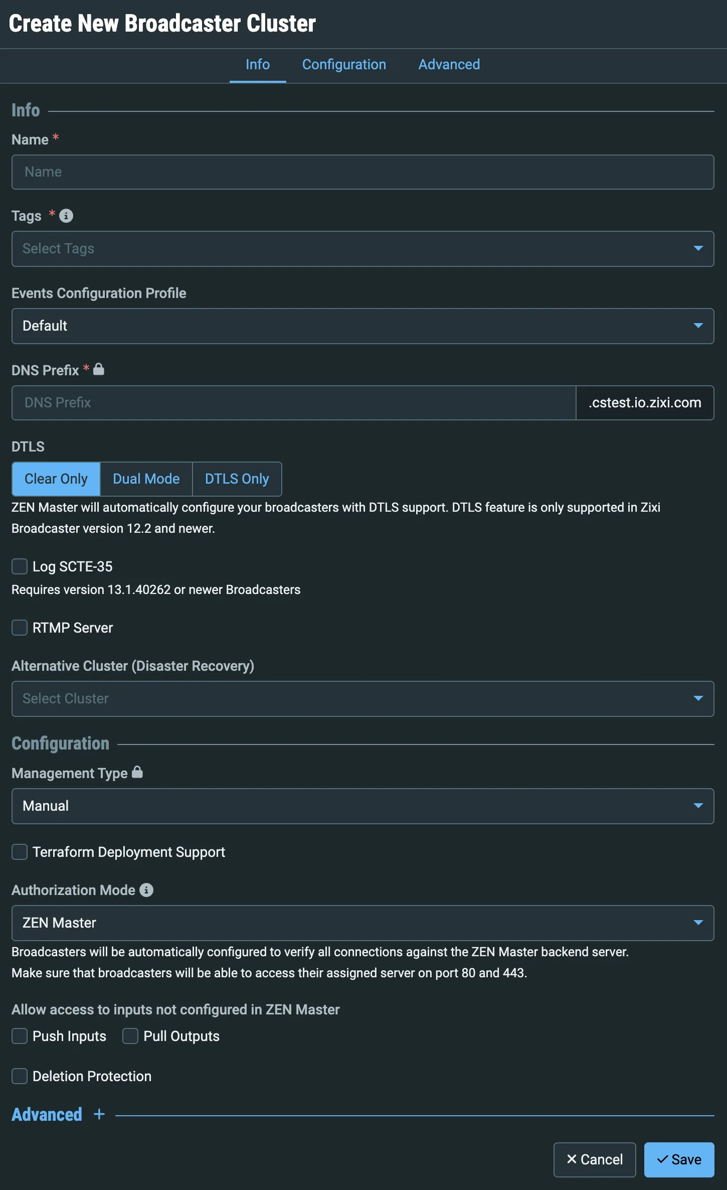 Create New Cluster