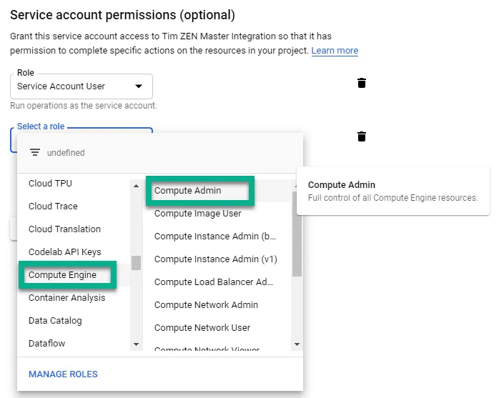 compute admin Role