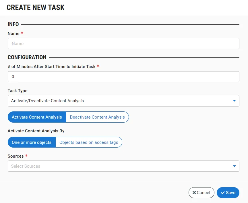 Create New Task window