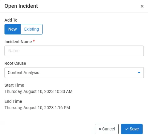 Open Incident window Open Incident window