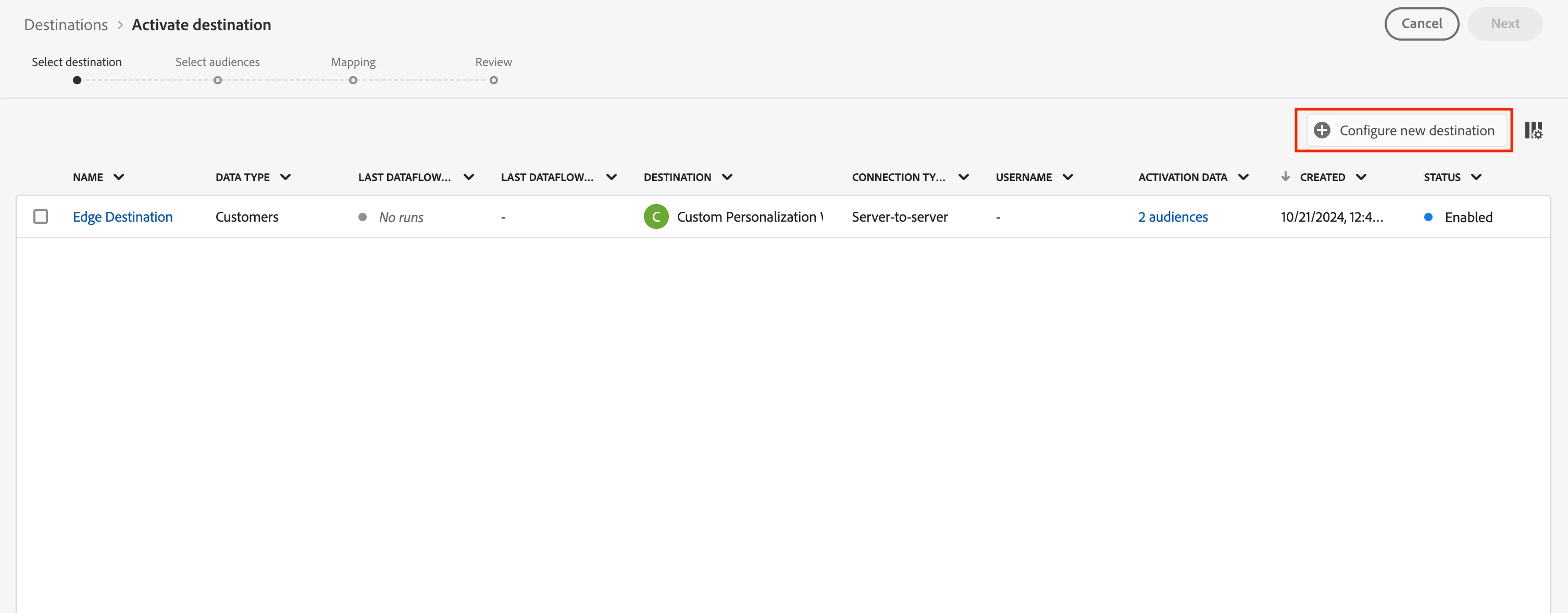Click Configure new destination Click Configure new destination