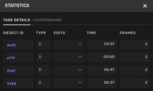 The task details view