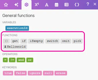 General functions - available functions