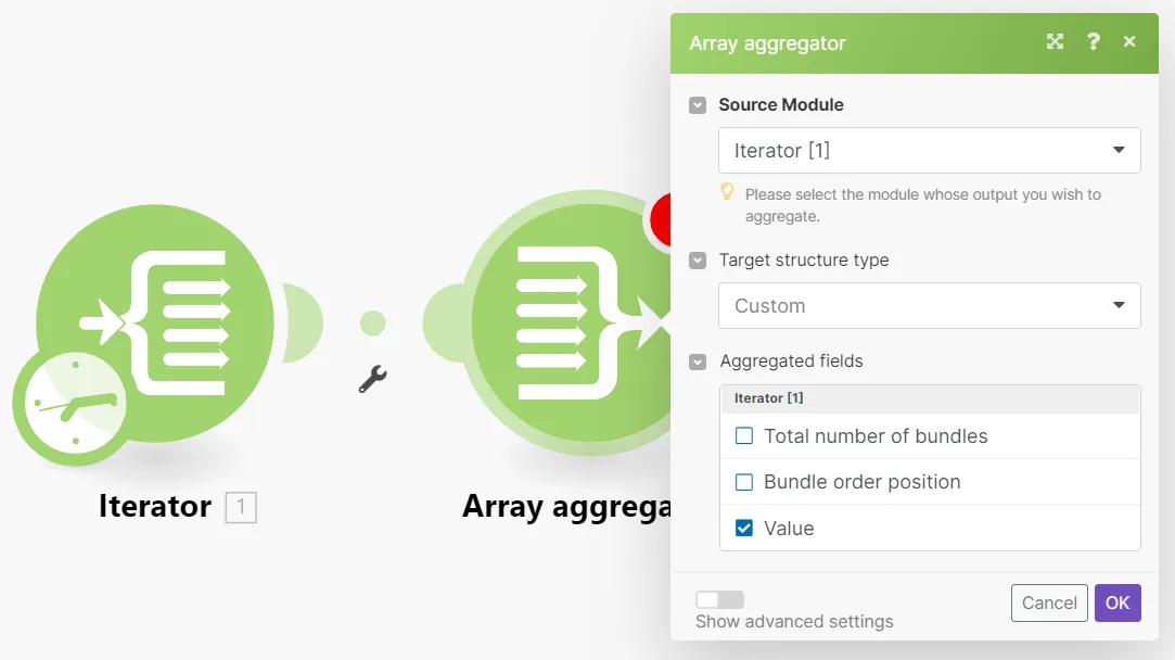 Array aggregator module