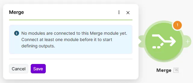 Merge module without connection error Merge module without connection error