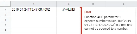 Store dates in a spreadsheet - date error