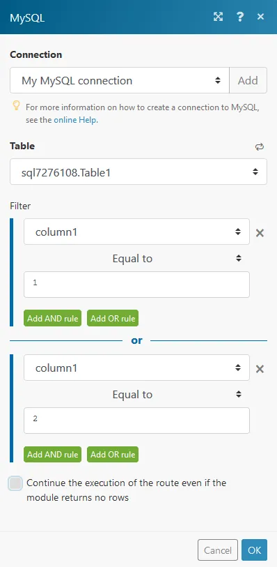 Select row module
