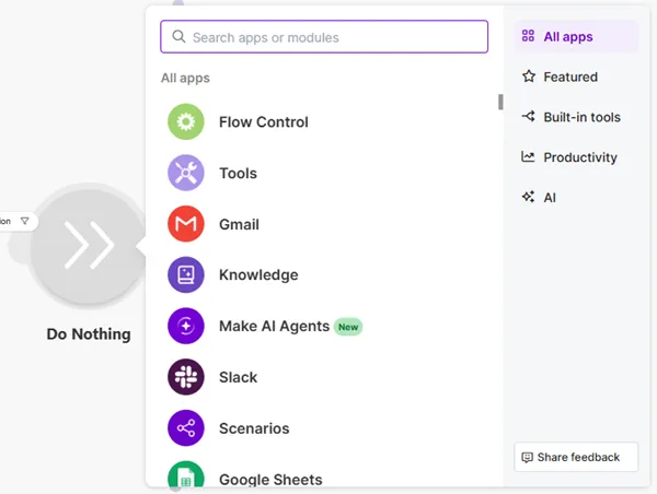 Search for an app to replace the Do Nothing module. Search for an app to replace the Do Nothing module.