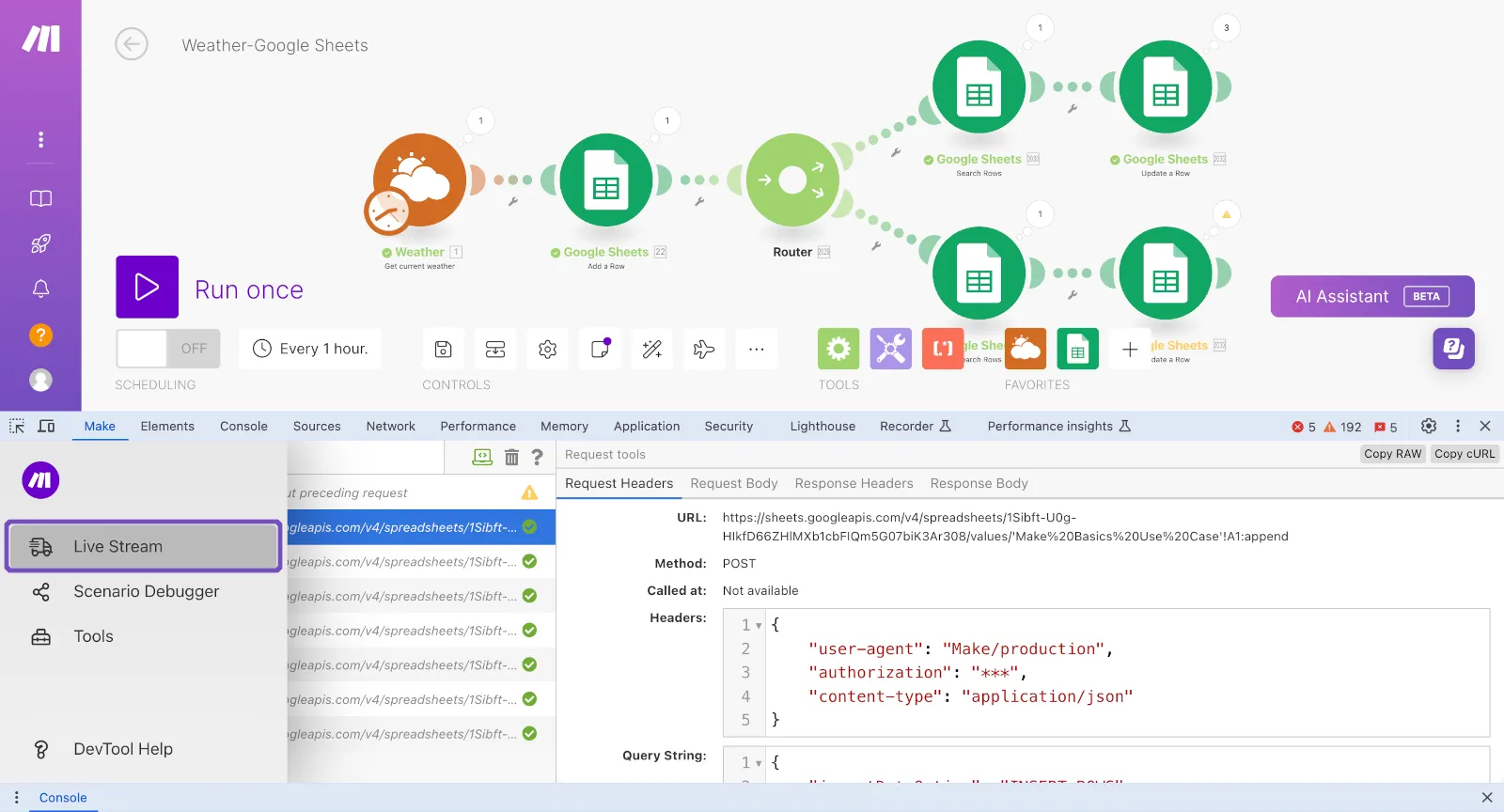 DevTool live stream