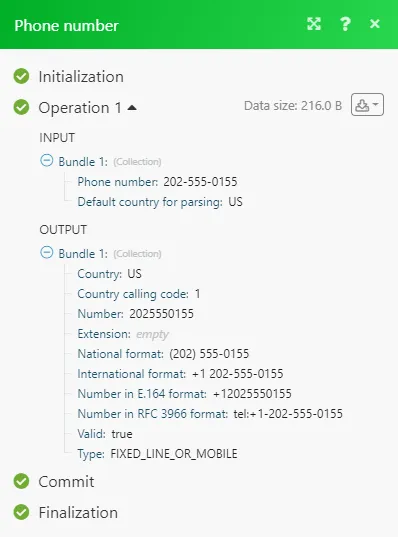 Parse phone number