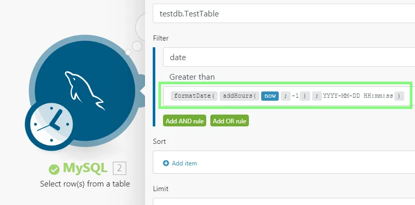 Formatted date/time example