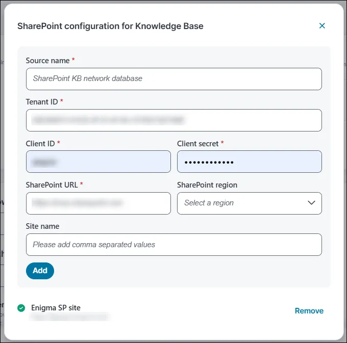 Knowledge base SharePoint sources Knowledge base SharePoint sources