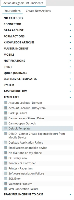 Saved templates Saved templates
