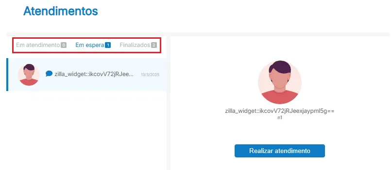 Tela dos Atendimentos
