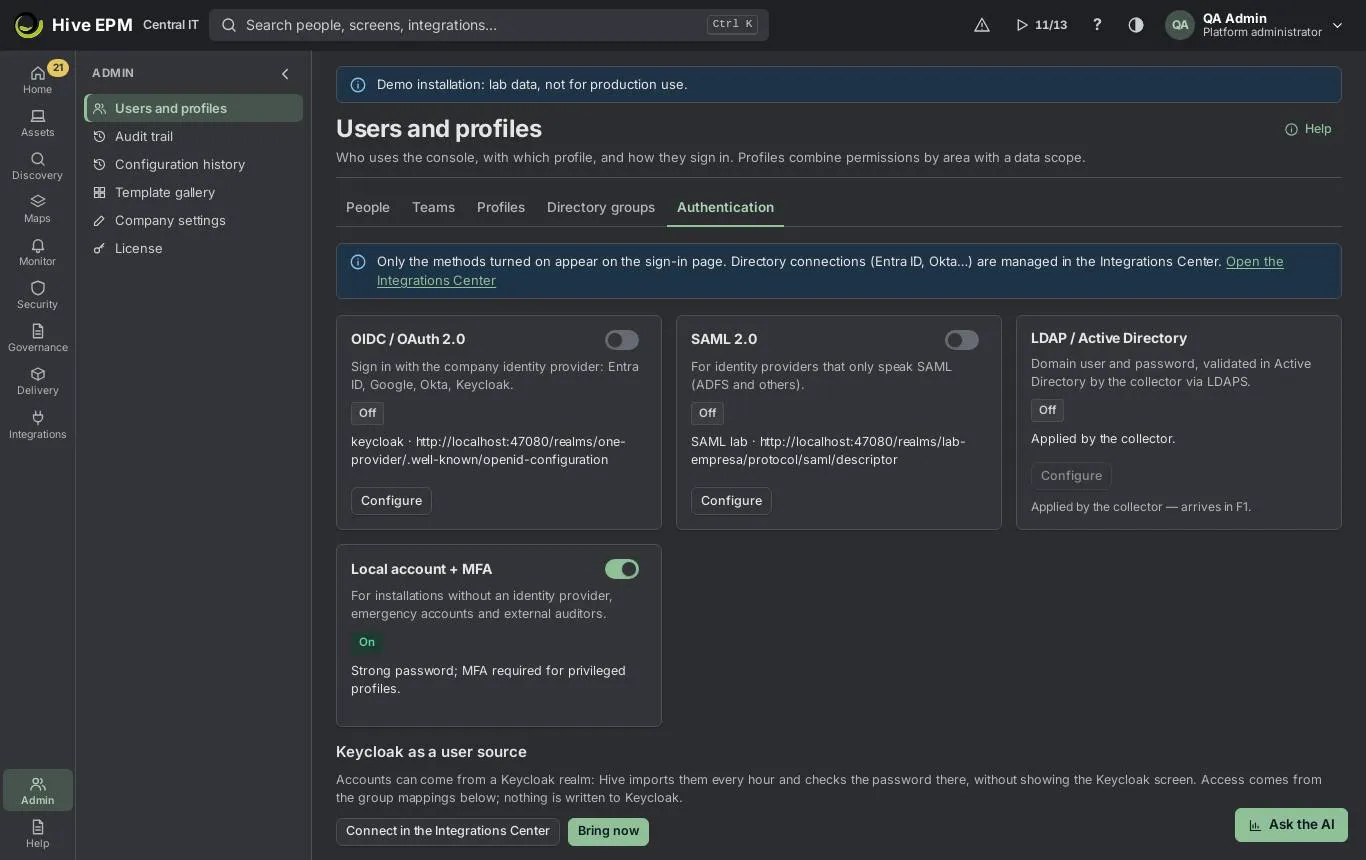 Screen: Sign-in methods Screen: Sign-in methods