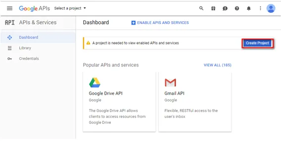 Figure 3 - Google Developer Console