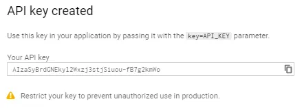 Figure 6 - API Key Options Screen for creation