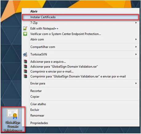 Figura 2 - Instalação do Certificado no Windows
