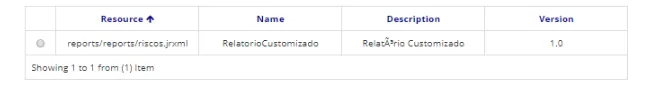 Tela de listagem de arquivos de relatório Tela de listagem de arquivos de relatório