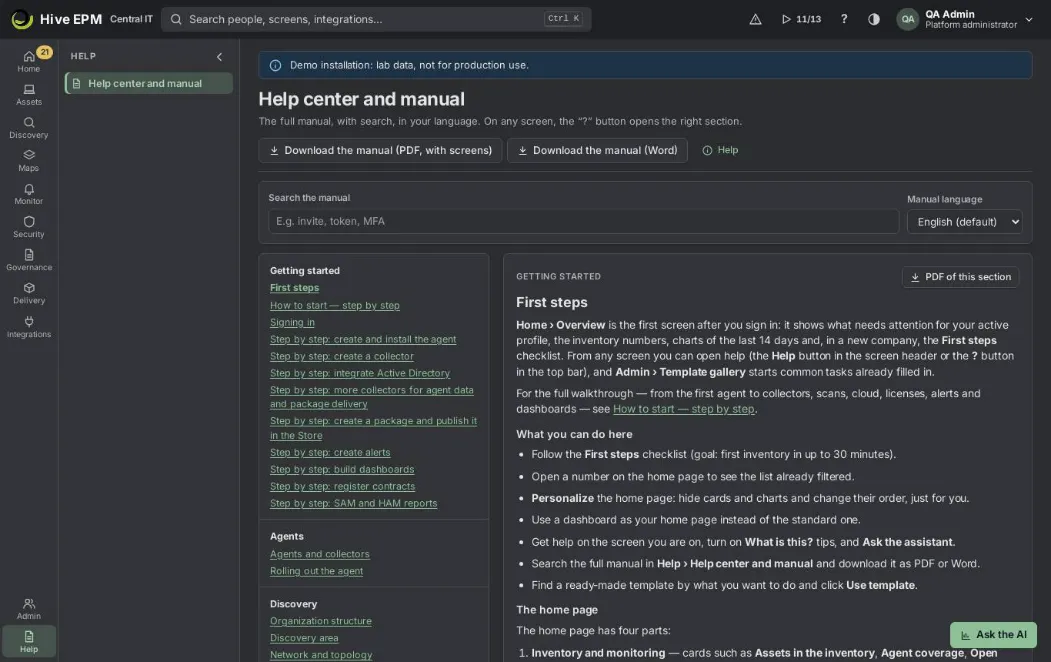 Screen: First steps (3/3)