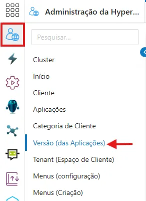 Versões da nova Aplicação
