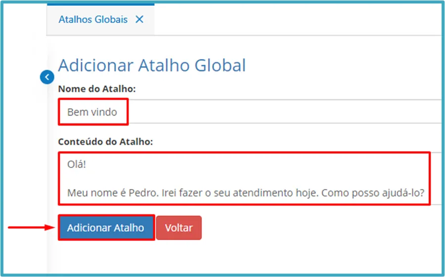 Adicionar Atalho