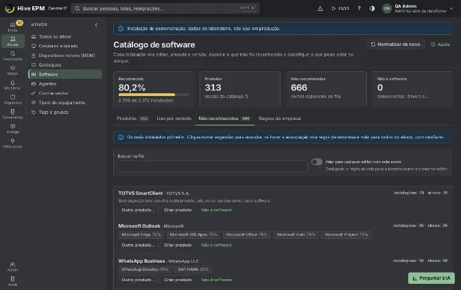 Tela: Catálogo e classificação de software (2/2)