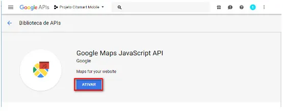 Figura 9 - Ativação da APIs Google