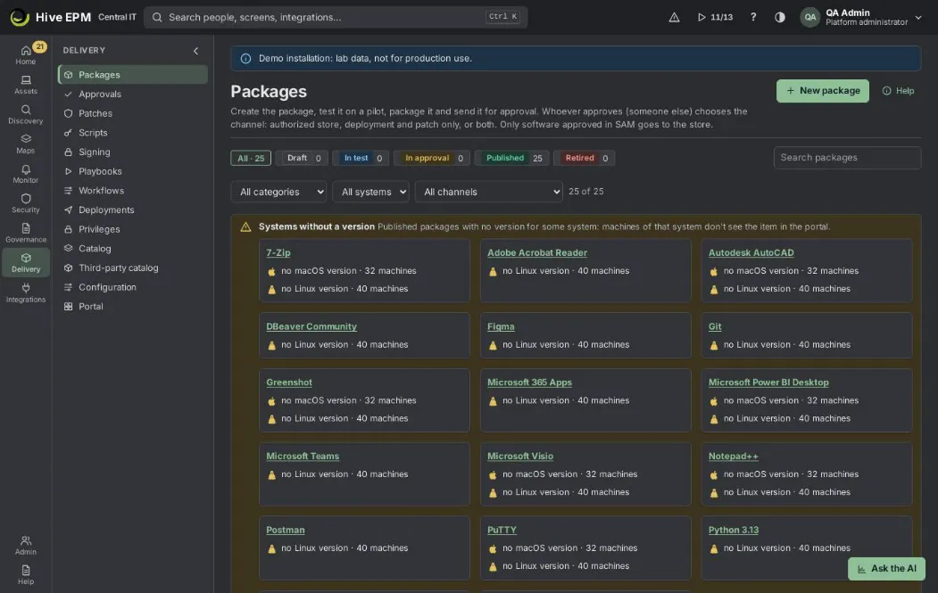Screen: Step by step: create a package and publish it in the Store