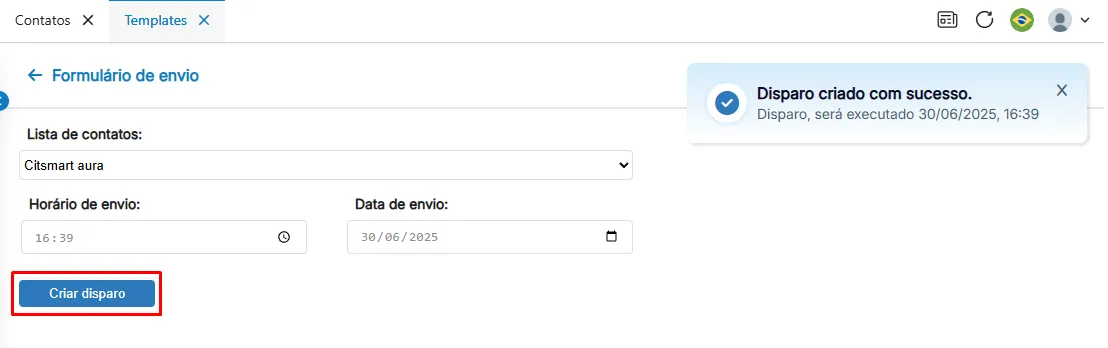 Formulário de envio Formulário de envio