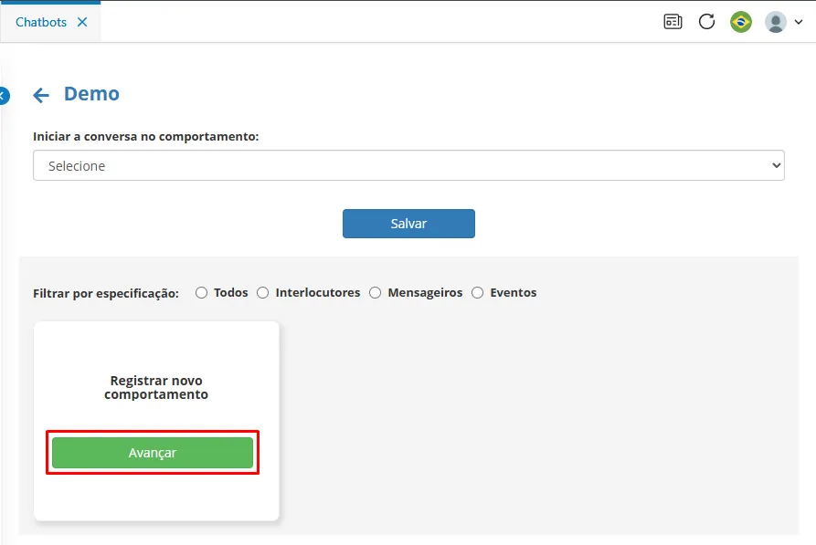 Registrar comportamento