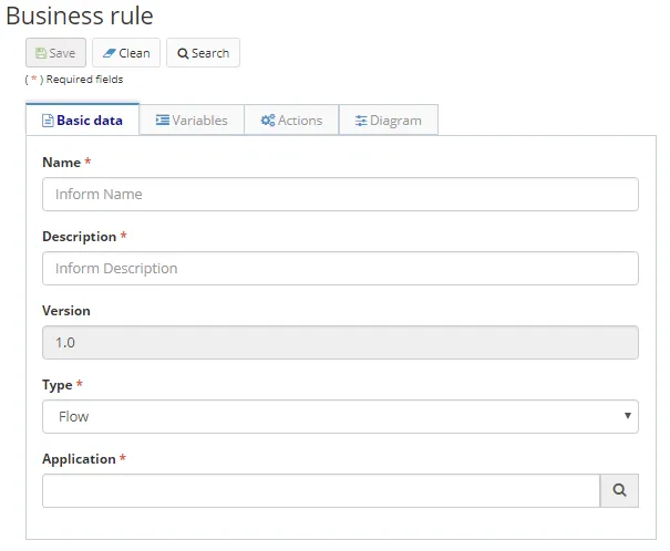 Figure 5 - Business Rule Registration / Editing Screen - Flow Type