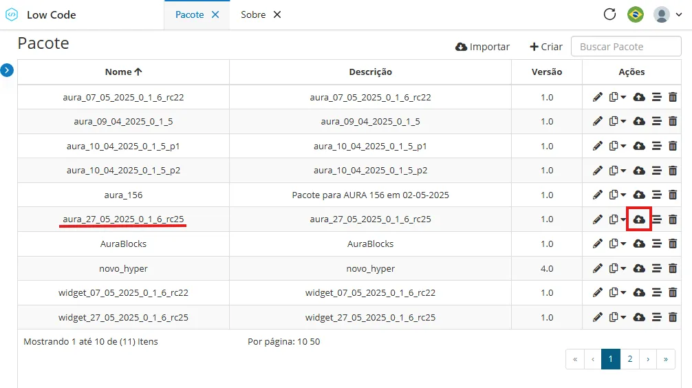 Exportar pacote