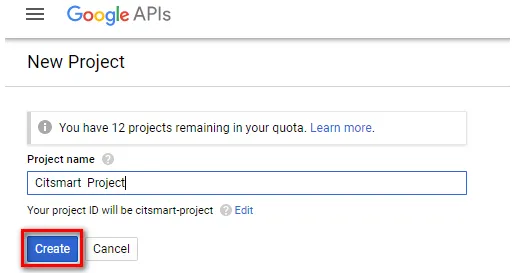 Figure 4 - Project Creation Screen