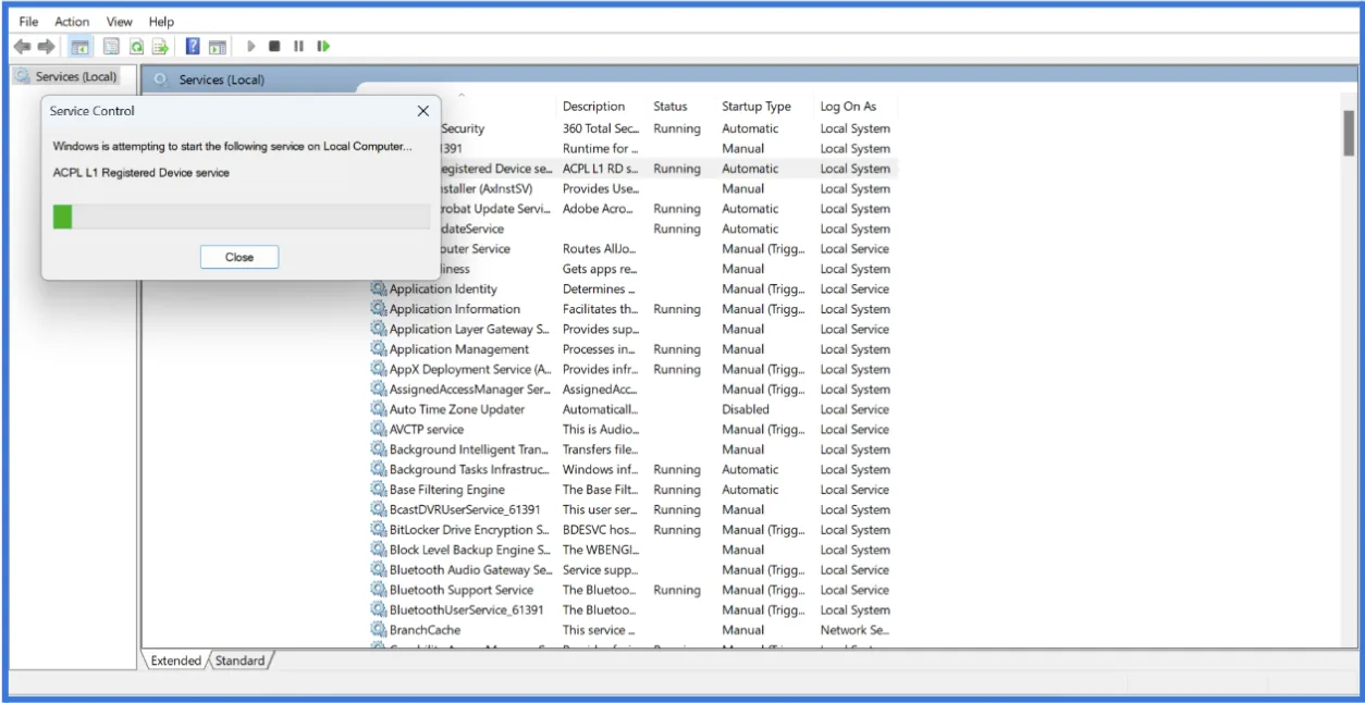 Windows Service Interface