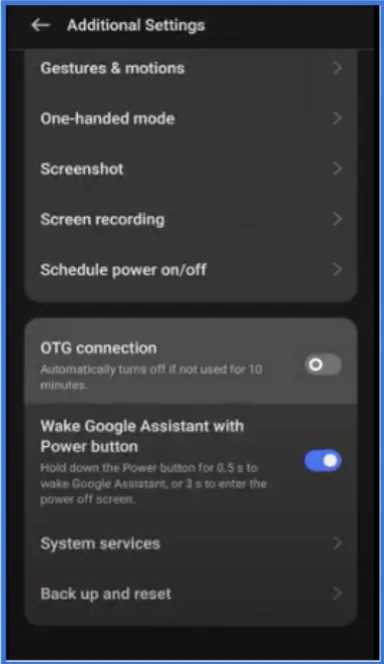 OTG Connection Settiing