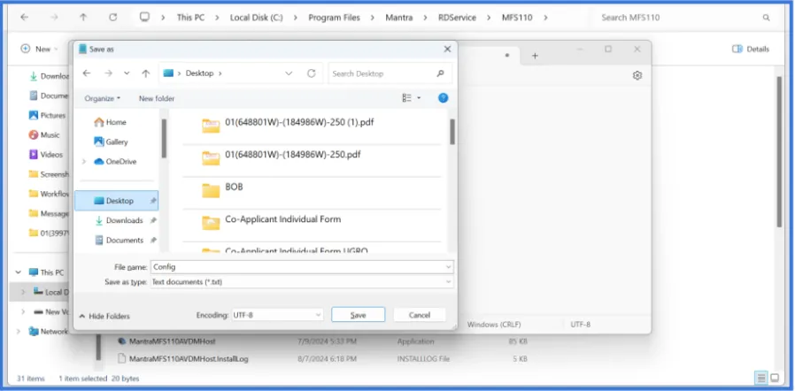 Windows file saving Interface Windows file saving Interface