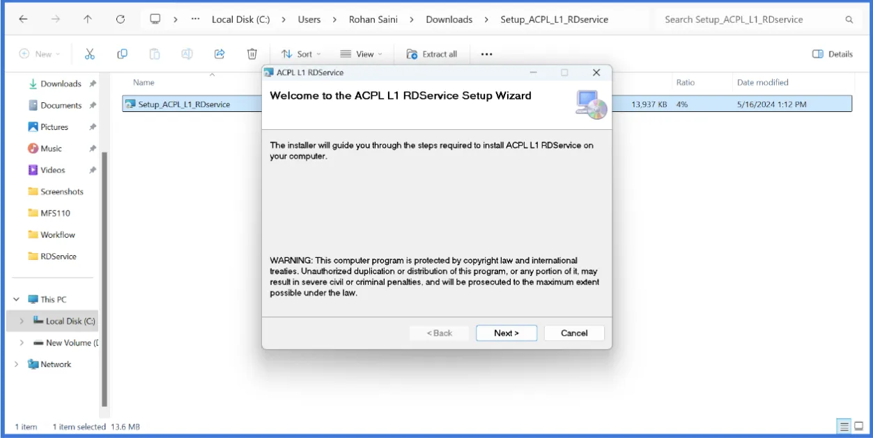 Installation Windows Interface