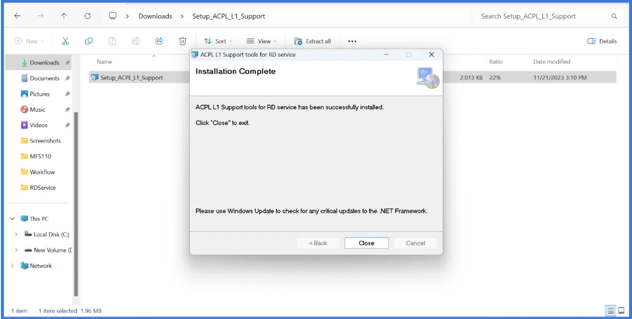Installation Windows Interface