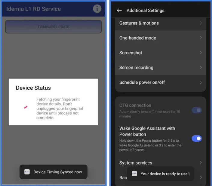 Device Syncing Process and Confirmation Message