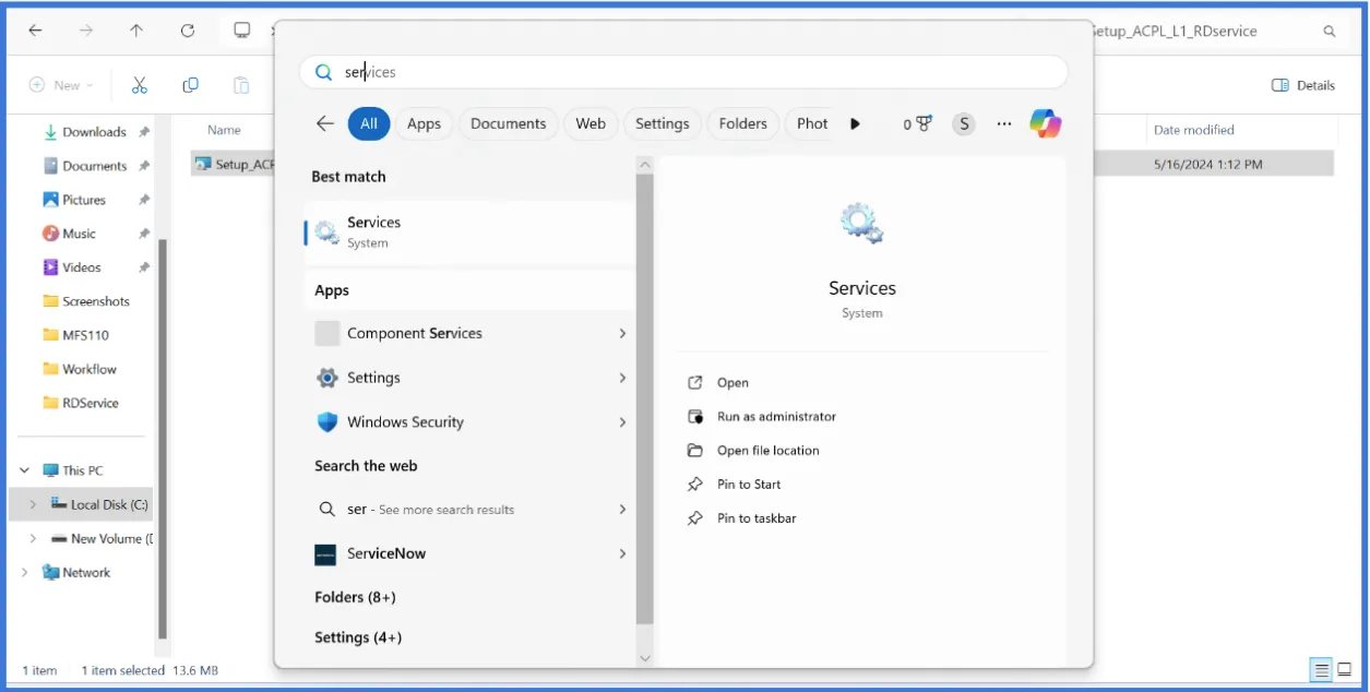 Windows Search Interface