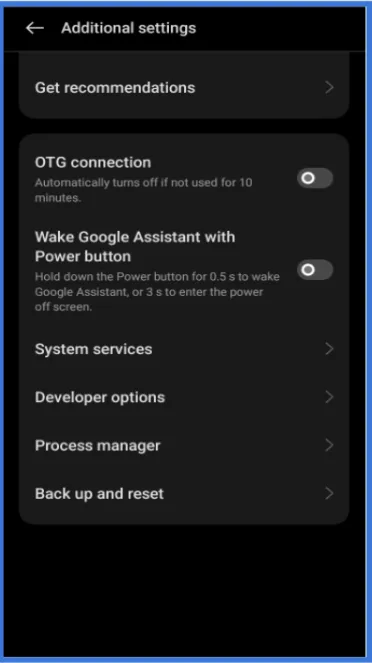 OTG Connection Settings
