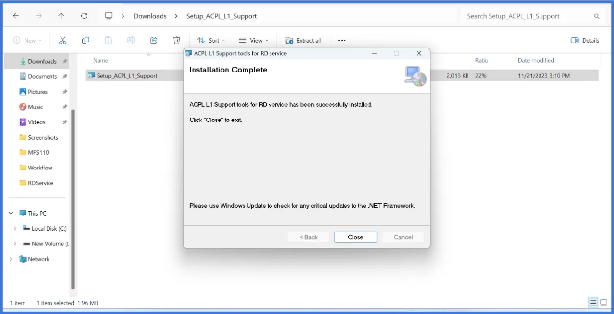 Installation Window Interface