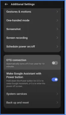 OTG Connection Setting