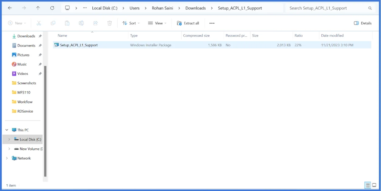 Windows folder Interface